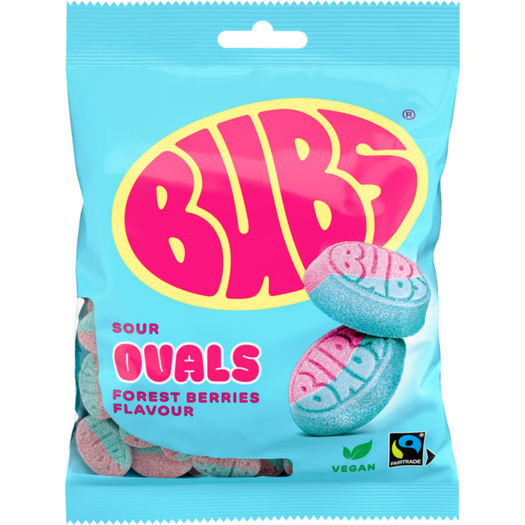 Bubs Sour Forest Berries Ovals 90g and 175g bags Swedish Gummy Candy