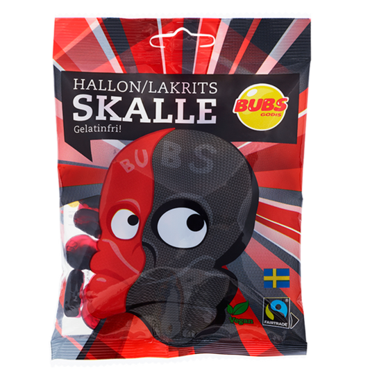 Bubs Raspberry Licorice Skulls 90g